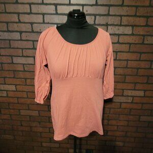 Axcess Coral Empire waist t-shirt- 3/4 sleeve size Lg